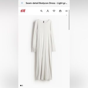 H&M Gray Long Sleeve Steam Detailed Bodycon Dress